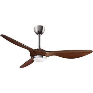 reiga 132cm Ventilatore da Soffitto con Lampada LED Dimmerabile, 3 Pale ABS, Telecomando, Motore CC Silenzioso, Inversione, 6 Velocità (Marrone-Scuro)