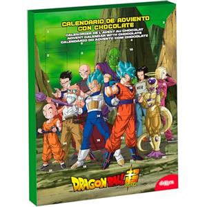 dekora - Calendario dell'Avvento Dragon Ball Super - 50 g Cioccolato al Latte - Calendario Avvento Bambini 2025 - Anime e Manga - 24 Cioccolatini Regalo