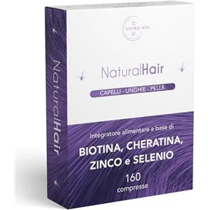 Natural Novi NaturalHair | Integratori per capelli con Biotina Cheratina Zinco e Selenio | 160 compresse | 5 mesi di fornitura | Crescita Capelli e Anticaduta | Vitamine per Capelli Pelle Unghie