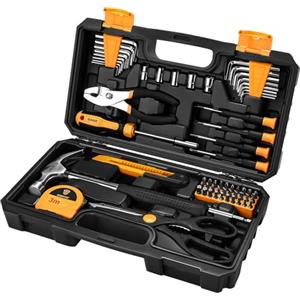 DEKOPRO DEKO TZ62 Set di attrezzi Kit di attrezzi manuali per uso domestico generale con custodia in plastica per cassetta degli attrezzi