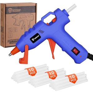 DEKOPRO Pistola Colla a Caldo: 20W Pistola Colla Calda con 30 Colla Stick, per Fai da Te, Arte, Scuola, Imballaggi, Riparazioni su Legno, Tessuto, Plastica e altro Ancora- Blu navy-Arancione