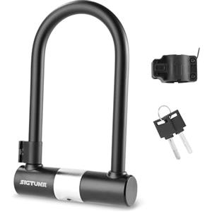SIGTUNA Lucchetto Bici, 18 mm Robusto Lucchetto Bicicletta e Supporto, con 2 Chiavi ad Alta Sicurezza, per Bici da Strada, Bici, Pieghevole