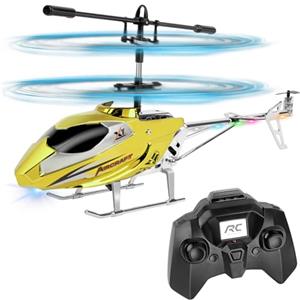 Aolso Elicottero Telecomandato,2.4 GHz Aereo Telecomandato con Controllo di Stabilità Giroscopica,Mantenimento Dell'altitudine,Luci LED,3.5 Canali Aereo Giocattolo per Bambini-Oro