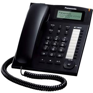 Panasonic KX-TS880EXB Telefono Fisso a Filo con Vivavoce e Identificativo del Chiamante, Sistema Telefonico Integrato, Rubrica, Richiamata a Tocco Singolo, Blocco della Selezione, Porta Dati, Nero