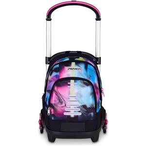 Seven Trolley Scuola Flex 3 Ruote, Fucsia, Zaino Con Carrello Sganciabile Da 31 Litri, Con Tasca PC, Tasca Borraccia, Multiuso, Maneggevole e Confortevole, Scuole Medie e Superiori, Ragazza