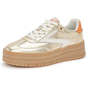 LUCKY STEP Scarpe Donna Platform con Suola in Gomma Spessa - Telaio Suede Stile retrò per Tennis/Casual (Oro, 7US-37EU-4UK)
