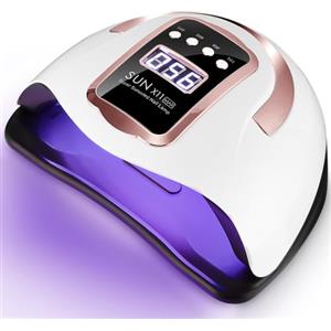 UIHOL Lampada UV LED Unghie, 280W Professionale 66 sfere di lampada a LEDs, Semipermanente Curare Rapidamente Pedicure Fornetto, Automatico Sensore per Manicure a Casa e in Salone, Oro rosa