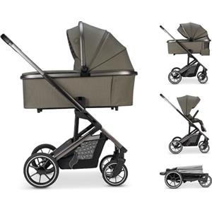 Osann Passeggino Navetta Duo Juntos Sistema Combinato - Leggero e compatto - Reversibile - Aerato - Parapioggia anti pioggia - Fronte Mamma - Fronte Mondo (Teak Marrone)