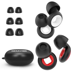 NEXAVIBE 2 Coppie di Tappi Auricolari Anti-Rumore 33dB per Sonno, Concerti, Moto, Lavoro e Viaggi - Tappi in Silicone Riutilizzabili per Adulti con Custodia - 3 Taglie per Tutti gli Orecchi