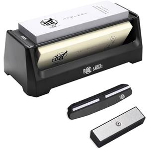 MITSUMOTO SAKARI Pietra per Affilare Coltelli, Affilacoltelli 240/1000/6000 Grana e Precisione Grossolana, Nuova Pietra Affilacoltelli su 3 Lati con Base ABS Antiscivolo
