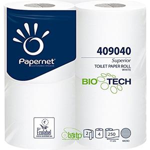 Papernet Confezione da 96 rotoli di carta igienica Bio Tech a 2 strati/250 fogli per barca, WC chimico, roulotte, camper e caravan