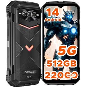 DOOGEE VMAX Pro 5G Rugged Smartphone 2024, 32(12+20) GB + 512GB(TF 2TB), 22000mAh Batteria, Android 14 Telefono Indistruttibile, 108MP AI Fotocamera 6,58" FHD+ 120Hz, Impronte Digitali NFC/OTG