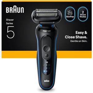 Braun Serie 5 52-B1000s - Rasoio elettrico da uomo, con durata della batteria di 50 minuti, rasoio senza fili da uomo, impermeabile, prodotto in Germania, colore: blu