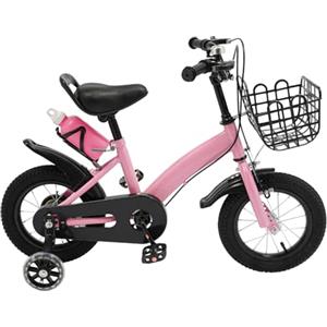 MEHOOSPVN Bicicletta per bambini da 12 pollici, per bambini a partire dai 3 ai 5 anni, regolabile in altezza, per bambini, con ruote di supporto, protezione per catena, antiscivolo, resistente