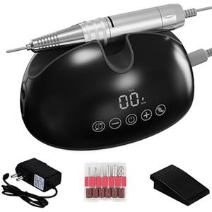 VOLTIX Fresa per Unghie Professionale 35000 Giri, Set Manicure Elettrico con Pedale e 6 Fresa, Lima Elettrica per Unghie in Gel e Acriliche, Nail Drill, Macchina Manicure e Pedicure
