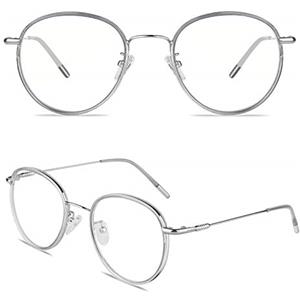 GQUEEN Occhiali Luce Blu Donna Uomo Rotondi Metallo Antiaffaticamento Antiriflesso Gaming Computer Occhiali Anti Filtro Luce Blu Protezione UV