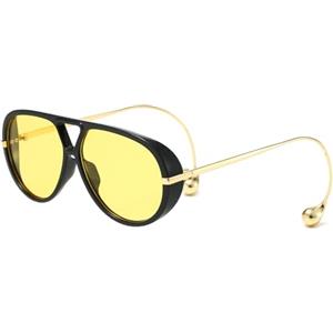 YAMEIZE Grandi Occhiali da Sole Pilota per Donna Uomo Retrò Oversized Rotondi Doppio Ponte Con Orecchino Anni '70 Occhiali da Sole Vintage UV400