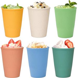 CSYY 6 bicchieri infrangibili, 350 ml, in plastica, riutilizzabili, per bambini e adulti, tazze da caffè con manico, per acqua calda o fredda, lavabili in lavastoviglie e adatte al microonde