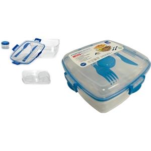 Generico Portapranzo da Ufficio con Forchetta e Coltello Porta Pranzo Verticale Lunch Box 3 Scomparti con Porta Salsa Porta Pranzo Ermetico con Posate Porta Merenda 1,7 Litri per Microonde Lavastoviglie Bento
