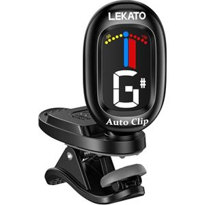 LEKATO Accordatore per chitarra, Accordatore cromatico a clip LEKATO con display LCD a colori per basso, ukulele, violino, banjo, mandolino