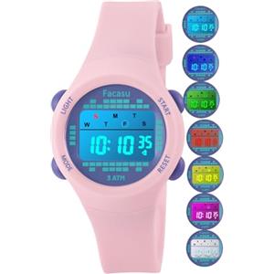Facasu Orologio Digitale Bambini Bambine, Orologio Ragazzi Ragazze Sportivo per Esterni Impermeabile, Colorato con Luce e Cronometro Sveglia Regalo Bambini Bambine Ragazzi