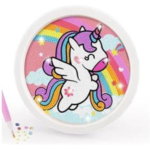 KOQAIIZ Diamond Painting Kit, 5D Diamond Painting Gatti Kit con Cornice in Legno, DIY Diamante Painting Bambini Pittura Kit (Unicorno)