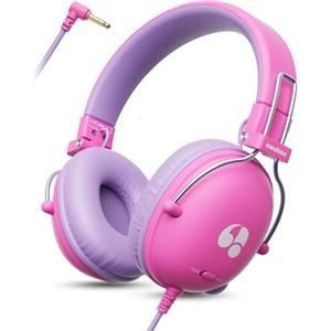 awatrue Cuffie per Bambini, Limite di Volume 74/85dB, Suono Stereo, Suono HD, Cuffie per Bambini Pieghevoli Over Ear per Scuola/Tablet/PC (Rosa Viola)