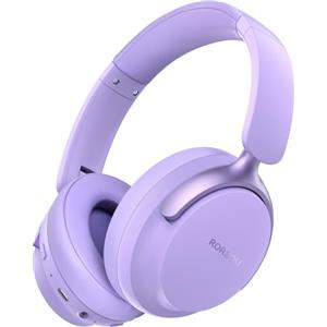 RORSOU B8 Cuffie Bluetooth su orecchio, 6 EQ modalità musicale e cuffie basse basse profonde da 50 ore con microfono, leggero Stereo pieghevole HiFi Viola