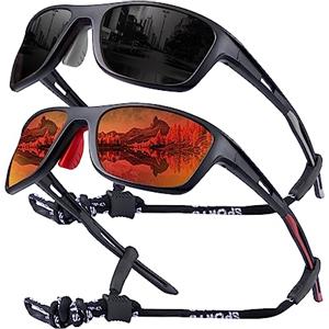 OKH 2 Pacco Polarizzati Sportivi Occhiali da Ciclismo Uomo Donne Retrò Occhiali da sole UV Protezione per Ciclismo, Corsa, Pesca, Guida Sport All'aperto Eyewear