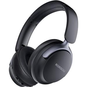 RORSOU B8 Cuffie Bluetooth su orecchio, 6 EQ modalità musicale e cuffie basse basse profonde da 50 ore con microfono, leggero Stereo pieghevole HiFi nero