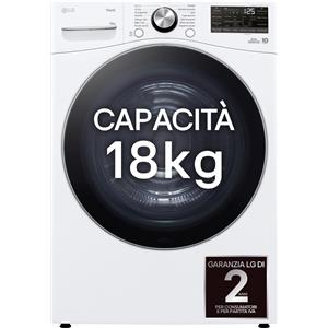 Lg Asciugatrice 18 Kg Classe D (Ex Classe A+++) Dual Inverter con Pompa di Calore Profondità 82 cm Motore Direct Drive AI Dry Wi-Fi colore Bianco - RH18U8AVCW