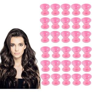 SGERUFZ 30x piccoli Bigodini in Silicone Senza Calore, Regalo per Lei, per Acconciature Senza Sforzo, Heatless Hair Curlers, Ricci Senza Calore(Rosa)