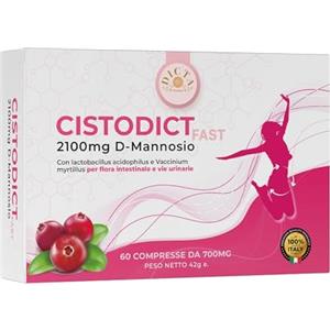 DICTA PHARMA D Mannosio Puro Cistite 2100mg per Vie Urinarie Donna 60 cpr - con Mirtillo Rosso, Agrimonia, Lactobacillus e Inulina, Acido Ialuronico e Rame