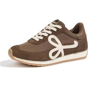 LUCKY STEP Scarpe da Ginnastica Donna Moda, Low Top Classico e Retro, Comode per Camminare e Running, Stile Casual (Marrone Scuro, 8US-38EU-5UK)