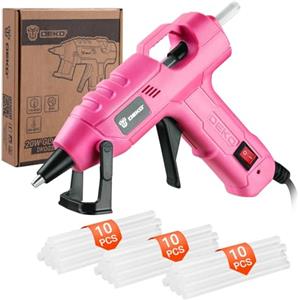DEKOPRO DEKO Pistola per colla calda: 20 W, mini pistola per silicone fai da te, pistola per colla a caldo, 30 pezzi, per fai da te, ufficio, scuola, imballaggi, riparazioni, casa, rosa