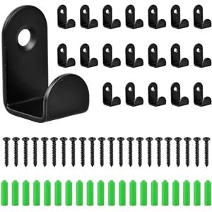 DEARBAG 20 Ganci Appendiabiti, Mini Ganci, Ganci Singoli Neri, Inclusi 20 Viti di Espansione, Ganci da Parete Avvitabili per Appendere Vestiti e Asciugamani, Adatti per Camera da Letto, Bagno e Cucina