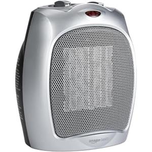 Amazon Basics Termoventilatore in ceramica 1800 Watt con termostato regolabile - Argento