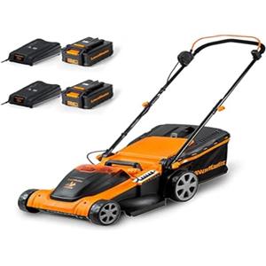 LawnMaster CLMF4841E Tagliaerba Senza Filo 48V Max 2x24V 4.0Ah Batteria, 41cm Fino a 450m², Altezza di Taglio a 6 Livelli 22-72mm, Capacità di Raccolta 42L