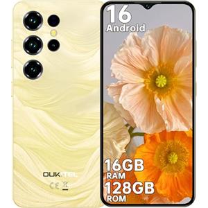 OUKITEL C2 Smartphone Android 16 2026-16(4+12) GB RAM + 128GB ROM/TF 1TB 6,52" HD Telefono Cellulare 5000nAh 13MP+5MP Camera Telefono Dual SIM 4G Cellulari e Smartphone /3.5mm Jack/Face ID/OTG Oro