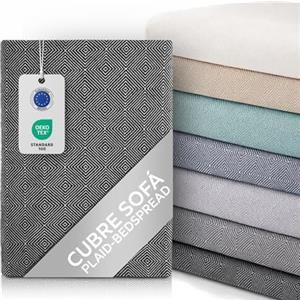 textil-home Textilhome Copridivano e Copriletto Multiuso - Telo Arredo Plaid Foulard Modello Dante, 180x285 cm, Copertura per Divano. Colore Nero, Certificato OEKO-TEX