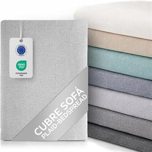 textil-home Textilhome Copridivano e Copriletto Multiuso - Telo Arredo Plaid Foulard Modello Dante, 180x285 cm, Copertura per Divano. Colore Perlato, Certificato OEKO-TEX