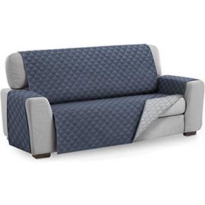 textil-home Textilhome Copridivano Malu 3 Posti (160cm) - Salvadivano Trapuntato Reversibile Universale, Protezione Antigraffio, Fodera Imbottita per Divano, Colore Blu