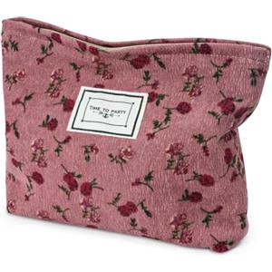 Aucuu Beauty Case da Viaggio,Borsa da Toilette da Viaggio, Borsa da Viaggio per Cosmetici, Pochette Donna Trucchi, Borsa Trucco Floreale, Borsa Cosmetica in Velluto a Coste, per Donne Ragazze