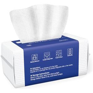 Ourmed Life Face Clean Towels, 100 Count Disposable Biodegradable Face Wash Cloth for Sensitive Skin, Lint- Free Facial Tissue for Cleansing, Skincare and Makeup Remover, Dry Wipes
