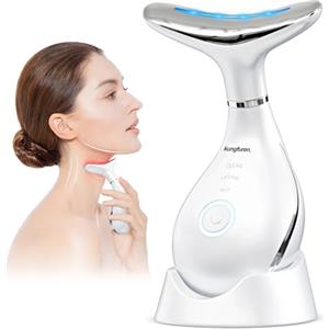 kungfuren Massaggiatore Viso Antirughe Lifting Elettrico: Face Antirughe Dispositivo Viso EMS Lifting Massaggiatore con Impacco Caldo a 42°C Terapia Lifting con 3 Modi LED e Base