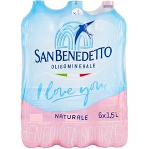 San Benedetto Acqua San Benedetto Naturale 1,5l x 6 | Acqua Minerale Naturale Fonte Benedicta | Confezione da 6 Bottiglie di PET da 1500ml