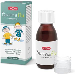 Buonaflu Sciroppo con Lattoferrina Bambini Vitamina C e Zinco 100ml Integratore Difese Immunitarie Bambini con Misurino, Sciroppo Difese Immunitarie Senza Glutine