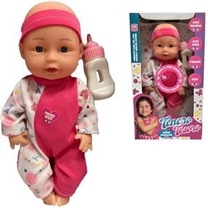 Generico Bambola Parlante Bambolotto Piangente Chiama Mamma Papa' Ride Piange Parla con Biberon Colori Assortiti Colore Casuale Emette Suoni Come Un Vero Bimbo Piange Ride Dice Mamma Papà