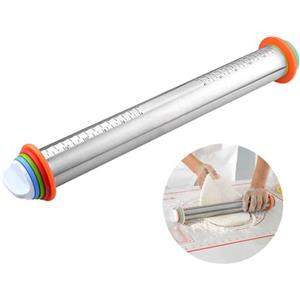 miaomiao Mattarello in acciaio inox, spessore regolabile, in 4 misure, con distanziatore per pizza, biscotti, pancake, pasta