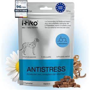 ITIKO Vitamine per Cani | Delizioso Integratore Alimentare Calmante per cani | Sedativo Naturale per Cani | Migliora il Sistema Nervoso, L-Triptofano, Valeriana per Cani | Alternativa per Zylkene Cane